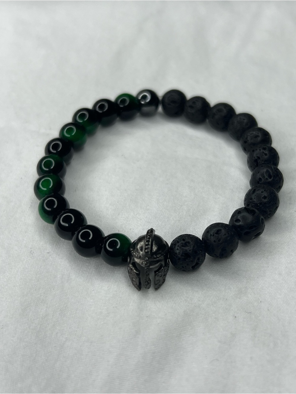 Spartan Helmet Bead Bracelet - Black & Green